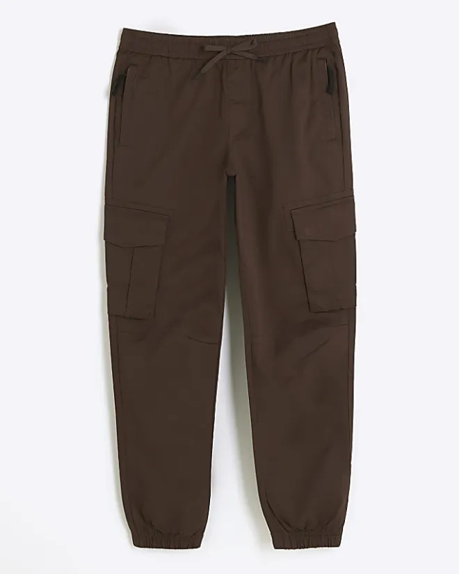River Island Washed slim fit cargo joggers Brown Sale