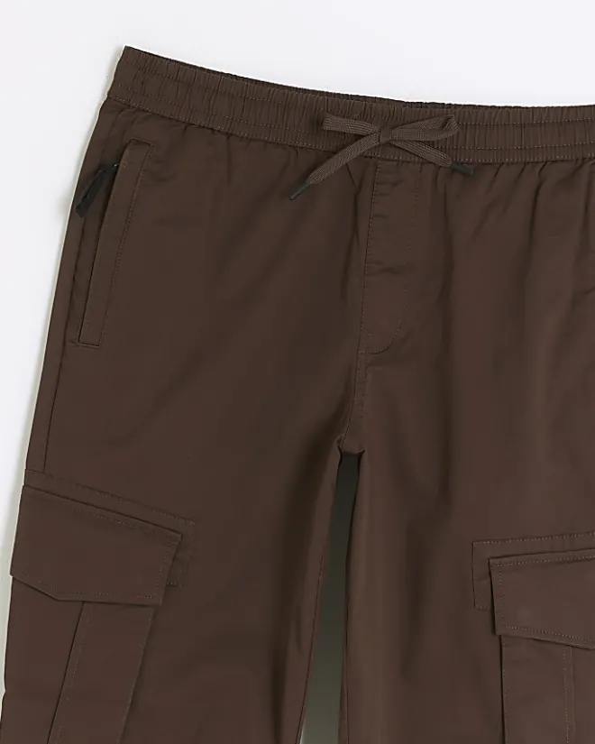 River Island Washed slim fit cargo joggers Brown Sale