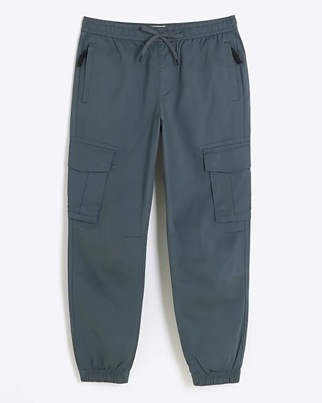 River Island Washed regular fit cargo joggers Green Outlet