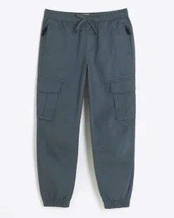 River Island Washed regular fit cargo joggers Green Outlet