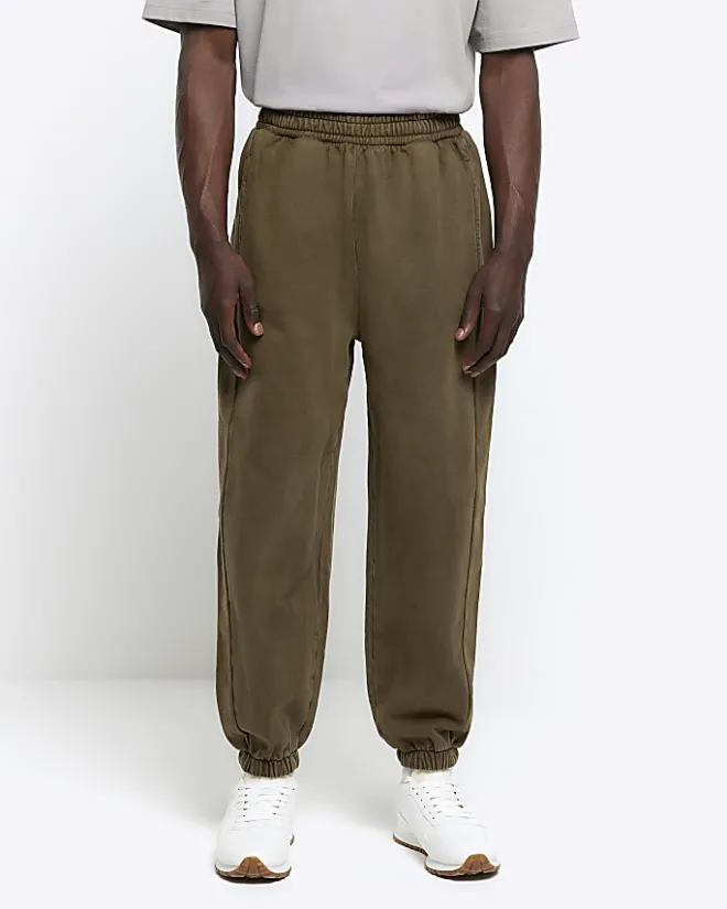 River Island Washed oversized fit joggers Khaki Clearance