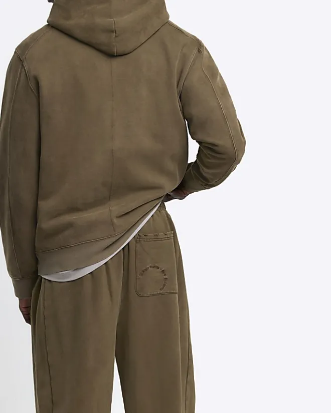River Island Washed oversized fit joggers Khaki Clearance