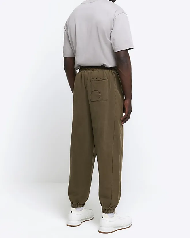 River Island Washed oversized fit joggers Khaki Clearance