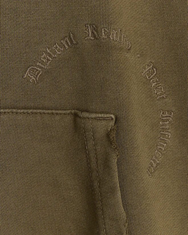 River Island Washed regular fit Japanese hoodie Khaki Outlet