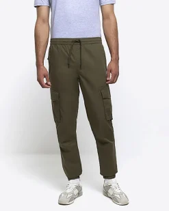 River Island Washed regular fit cargo joggers Khaki Outlet