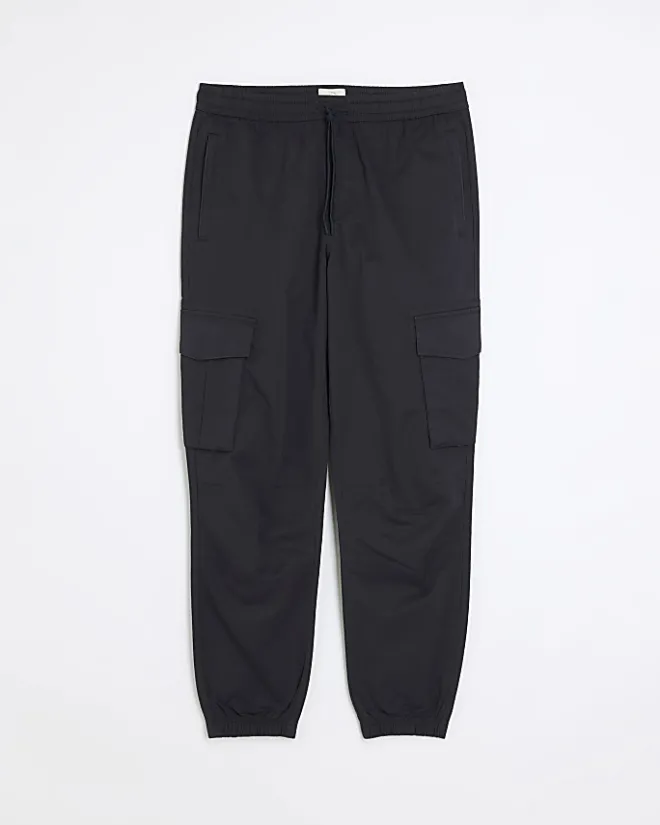 River Island Washed slim fit cargo joggers Navy Hot