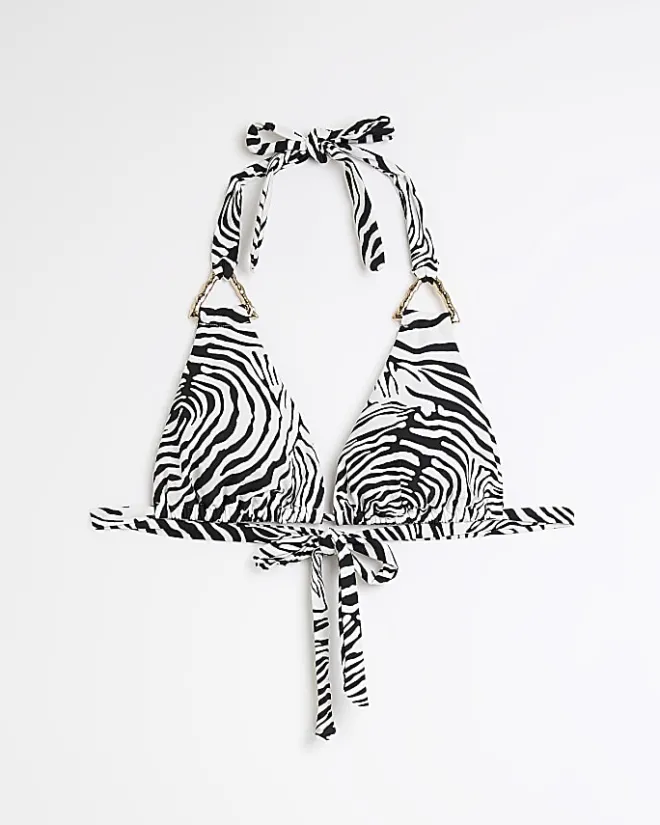 River Island animal print bikini top White Discount