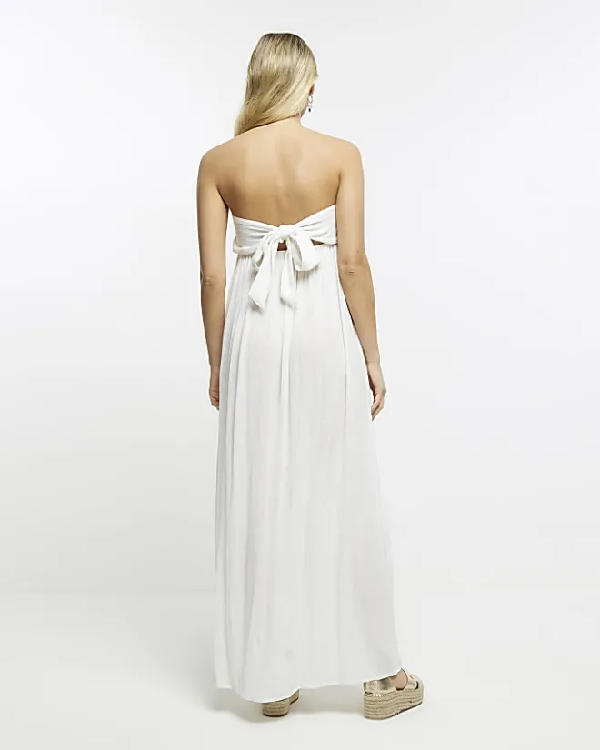 River Island beach bandeau split maxi dress White Best