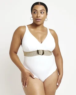 River Island belted swimsuit White Outlet