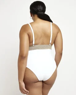River Island belted swimsuit White Outlet