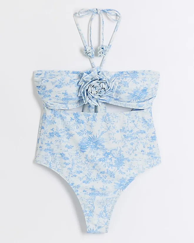 River Island floral corsage swimsuit White Best