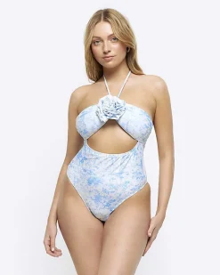 River Island floral corsage swimsuit White Best
