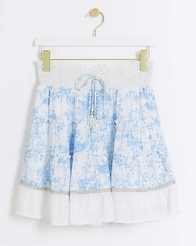 River Island floral shirred mini skirt White Best