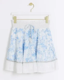 River Island floral shirred mini skirt White Best
