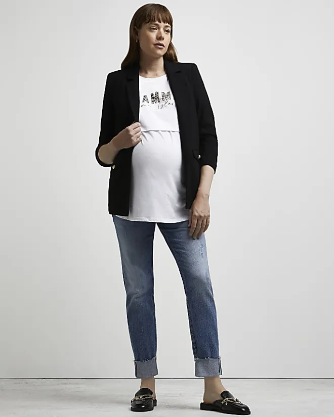River Island graphic nursing t-shirt White New