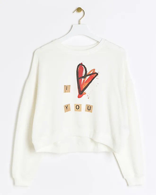 River Island heart sweatshirt White Discount
