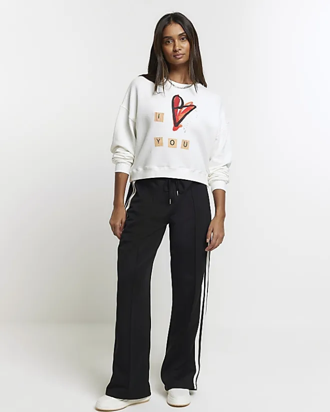 River Island heart sweatshirt White Discount