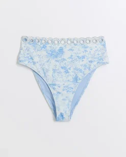 River Island high waisted floral bikini bottoms White Clearance