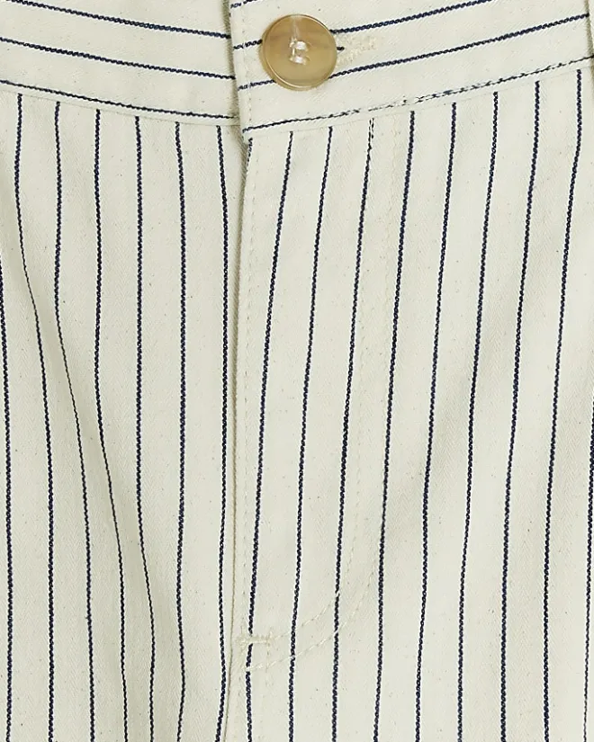 River Island high waisted stripe loose jeans White Sale
