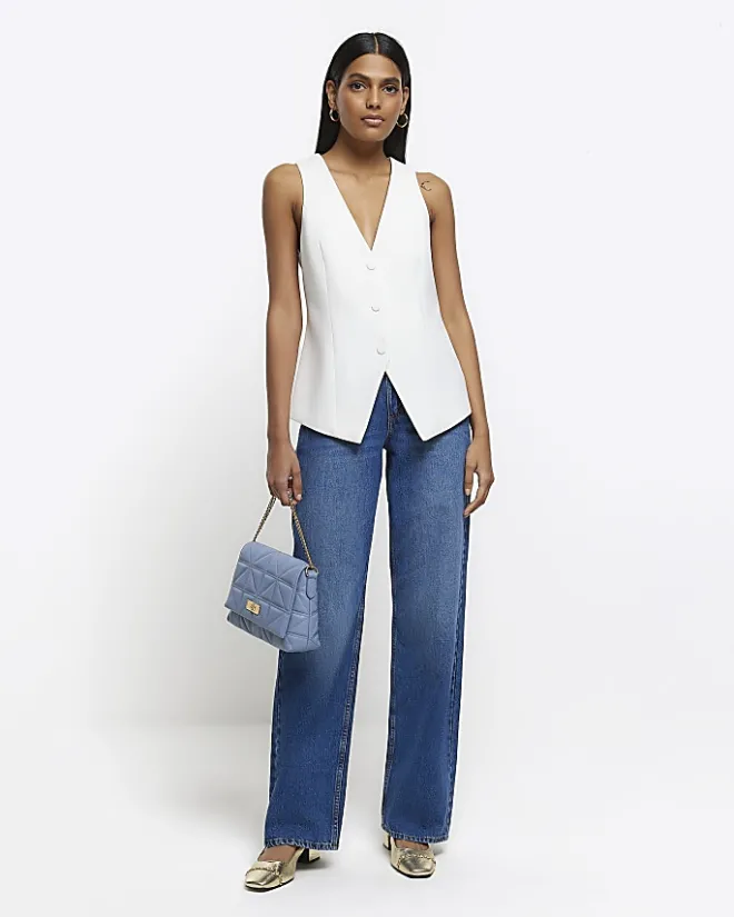 River Island longline waistcoat White New