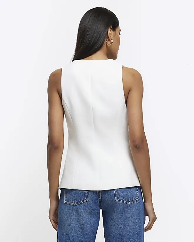 River Island longline waistcoat White New