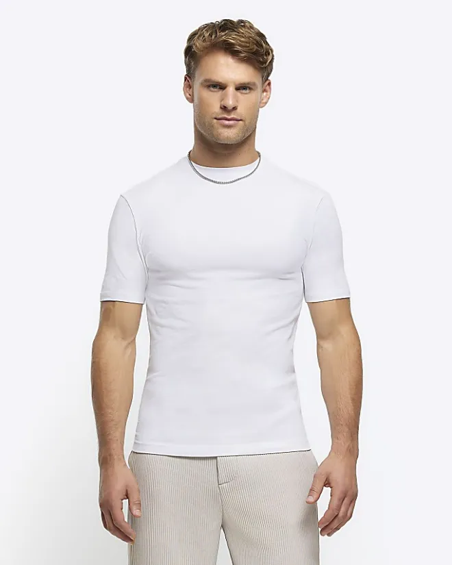 River Island multipack of 5 muscle fit t-shirts White Online
