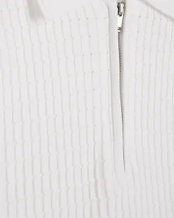 River Island muscle fit knitted half zip polo White Best