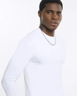 River Island muscle fit long sleeve t-shirt White Sale