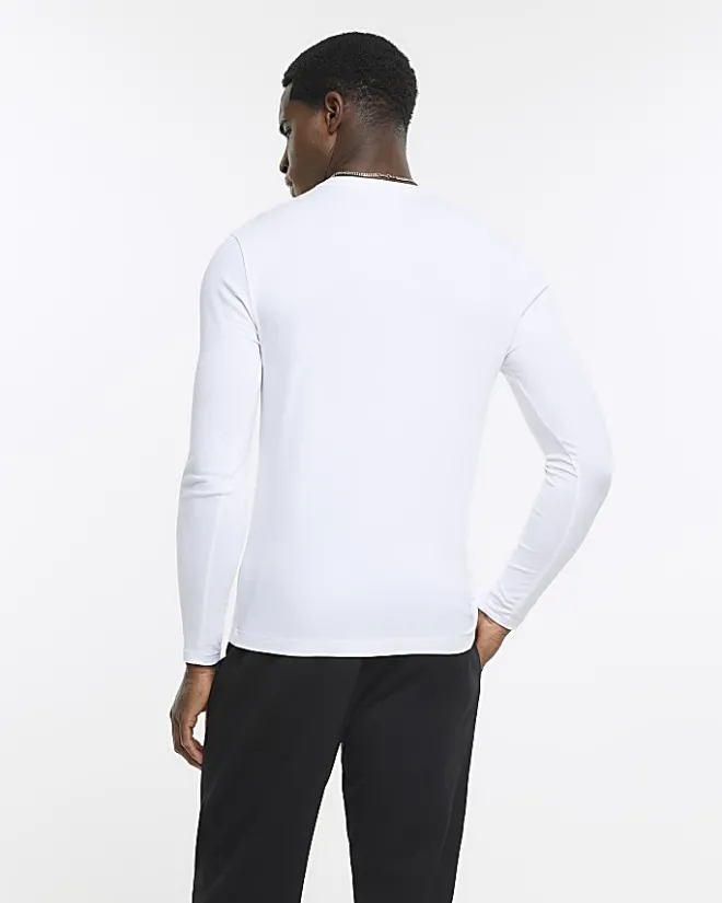 River Island muscle fit long sleeve t-shirt White Sale