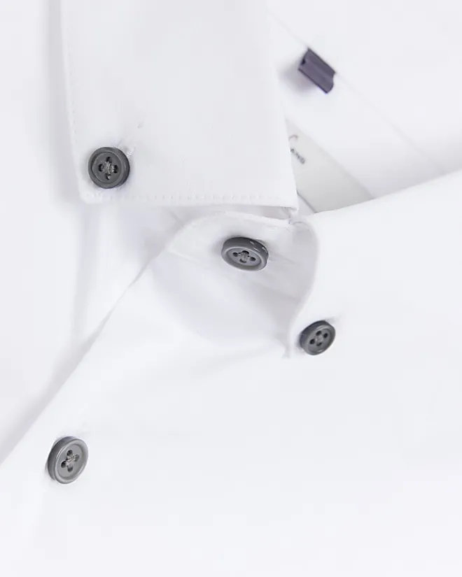 River Island Muscle fit long sleeve Shirt White Sale