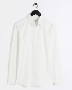 River Island muscle fit oxford smart shirt White Clearance