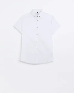 River Island muscle fit short sleeve shirt White Best
