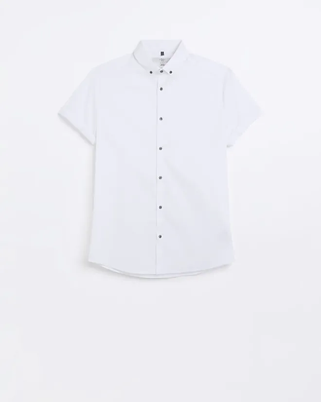 River Island muscle fit short sleeve shirt White Best