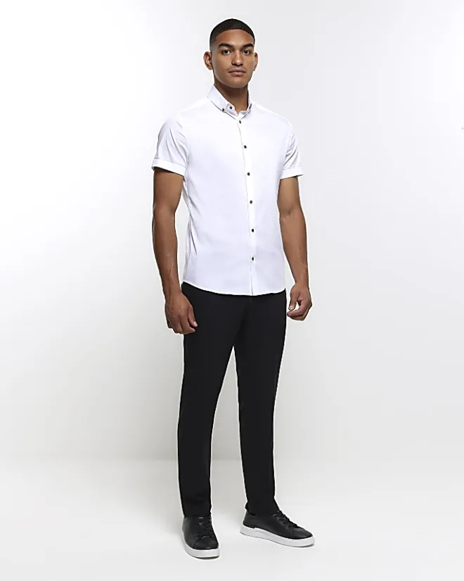 River Island muscle fit short sleeve shirt White Best