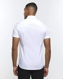 River Island muscle fit short sleeve shirt White Best