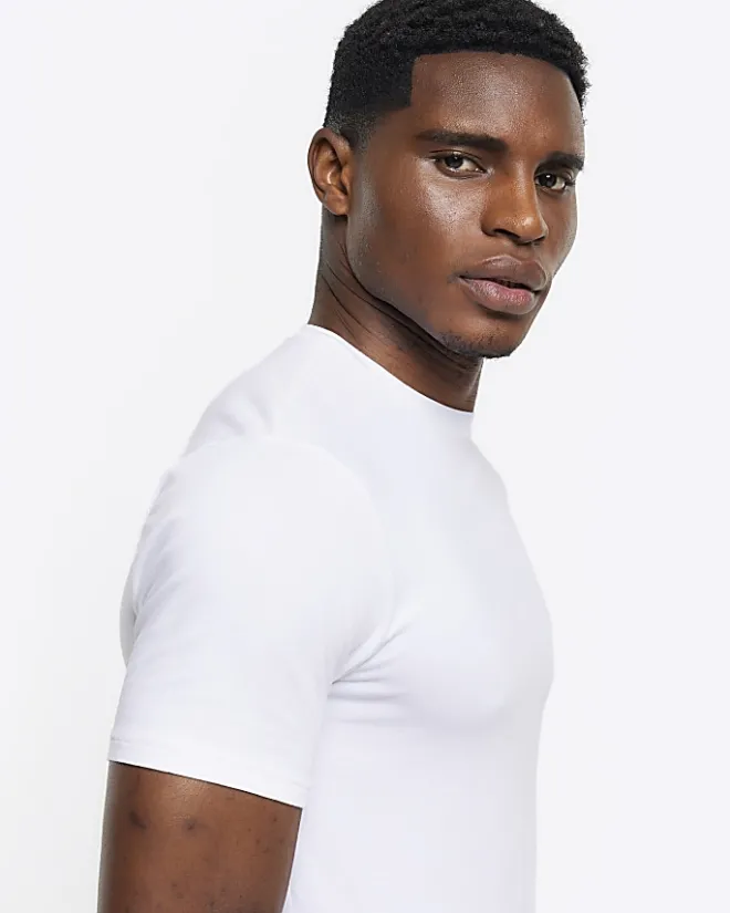 River Island muscle fit t-shirt White Discount