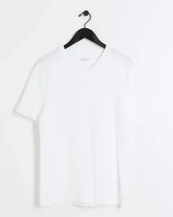 River Island muscle fit V neck t-shirt White Discount