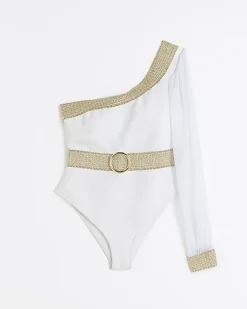 River Island one shoulder swimsuit White Fashion