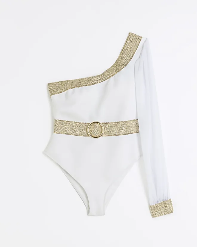 River Island one shoulder swimsuit White Fashion
