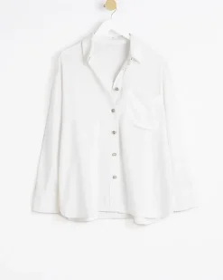 River Island oversized shirt with linen White Outlet