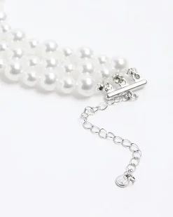 River Island Pearl Multirow Bracelet White Best