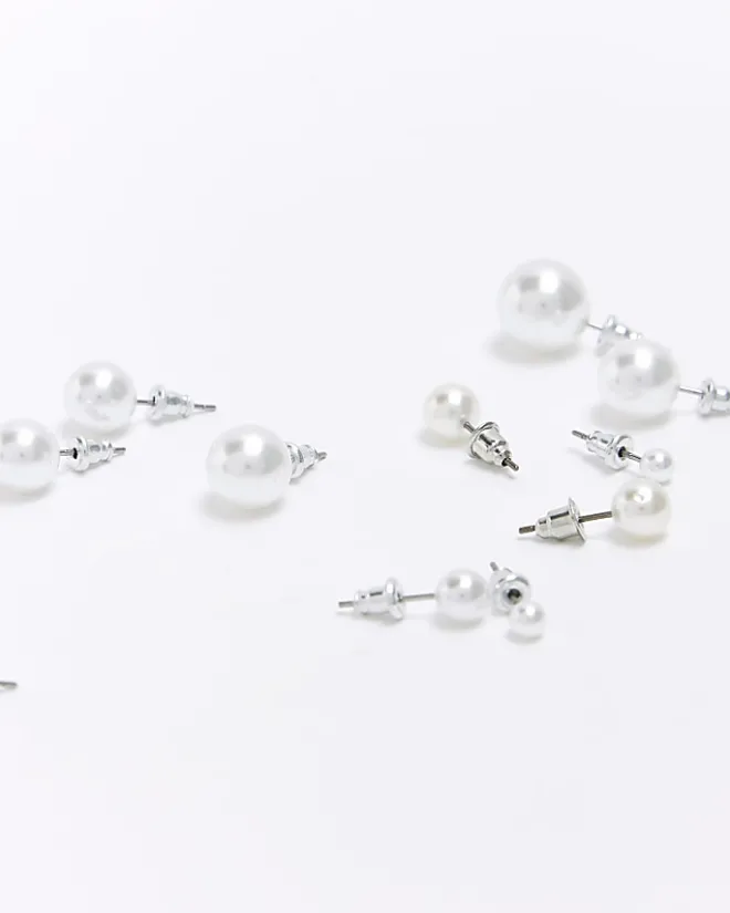 River Island pearl stud earrings multipack White Sale