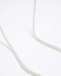 River Island Pearl Wrap Necklace White Discount