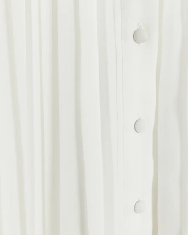 River Island plisse tie waist mini shirt dress White New