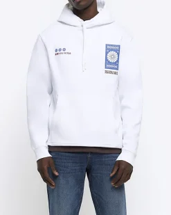 River Island regular fit graphic Japanese hoodie White Fashion