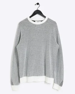 River Island regular fit knit textured jumper White Discount