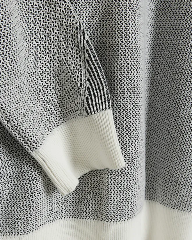 River Island regular fit knit textured jumper White Discount