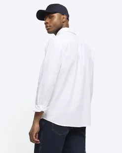 River Island regular fit linen blend shirt White Discount