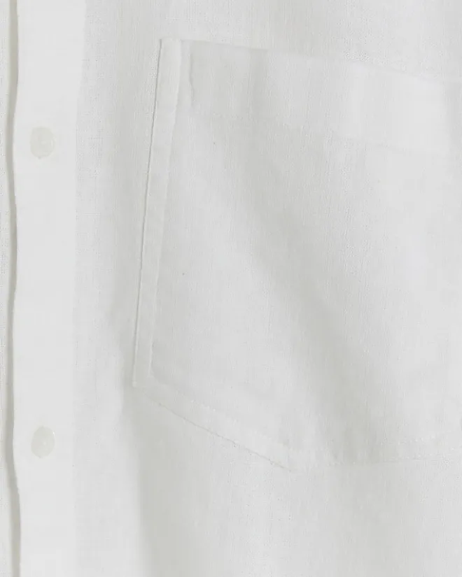 River Island regular fit linen blend shirt White Discount