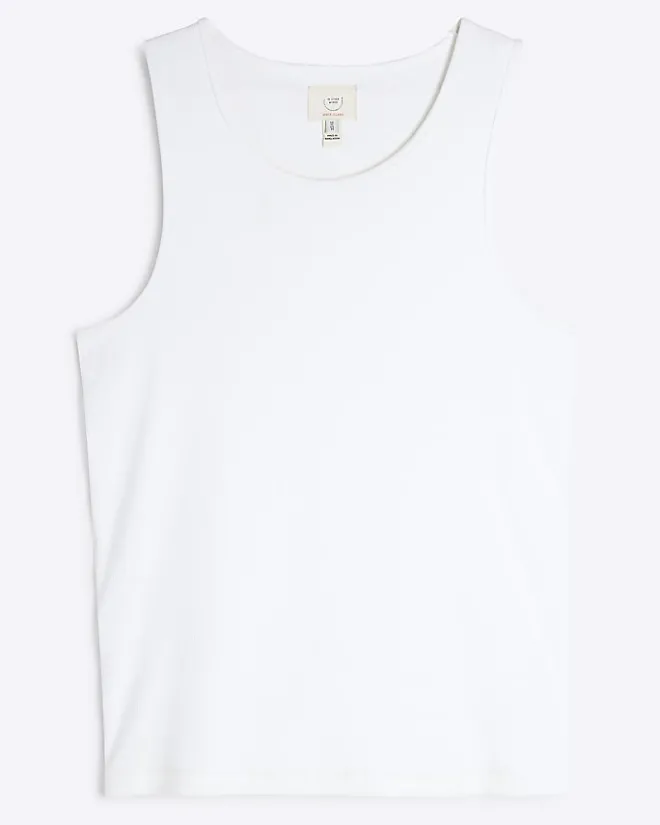 River Island regular fit rib vest White Fashion